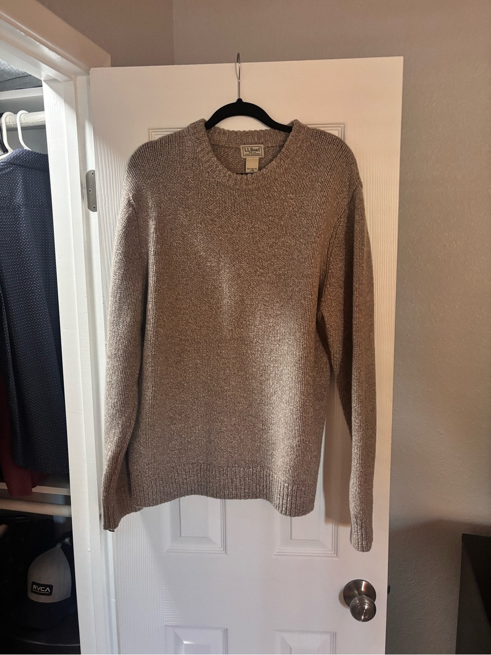 L.L.Bean Marled Taupe Crewneck Sweater